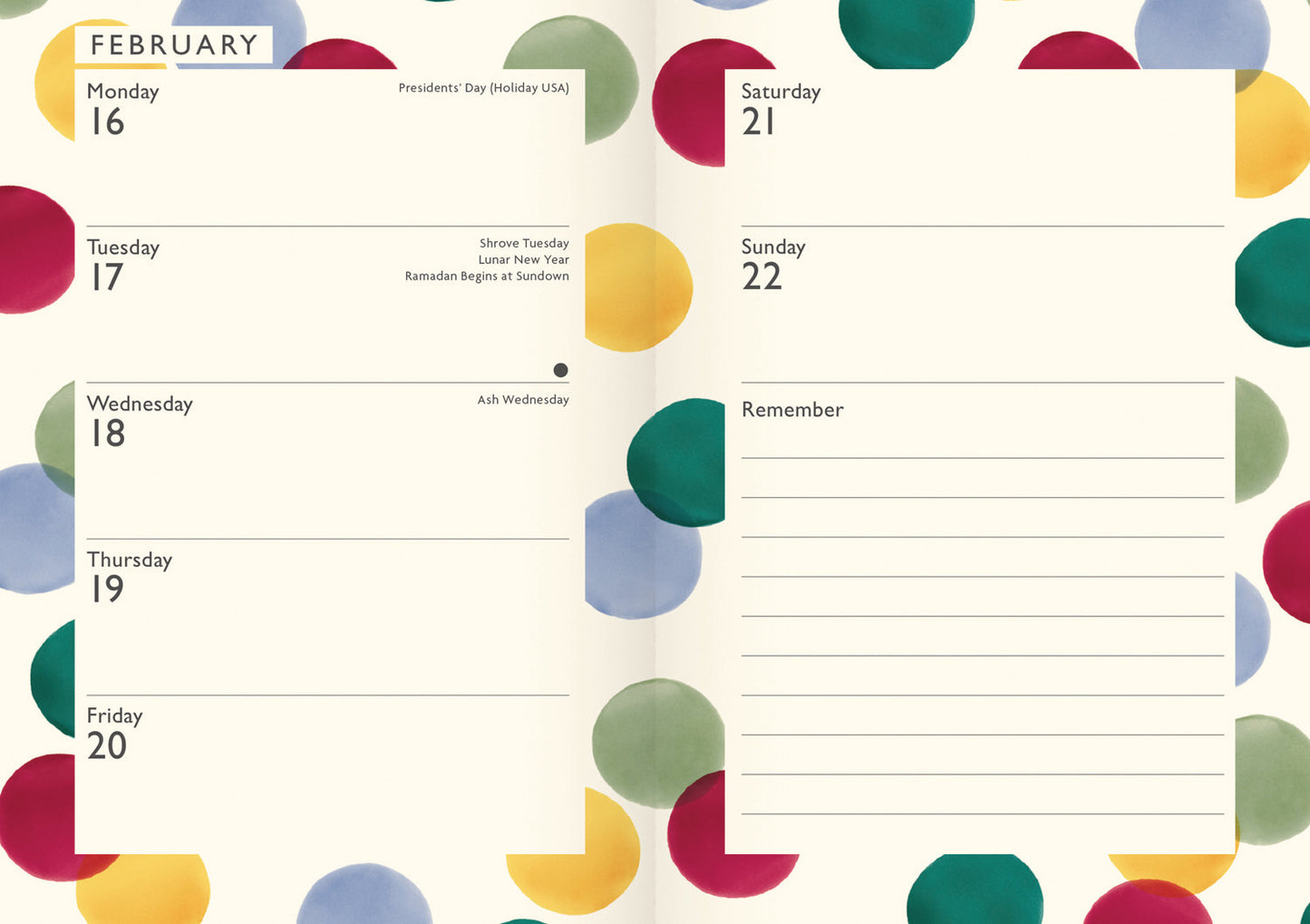 Emma Bridgewater, Big Polka Dot A6 Diary 2026