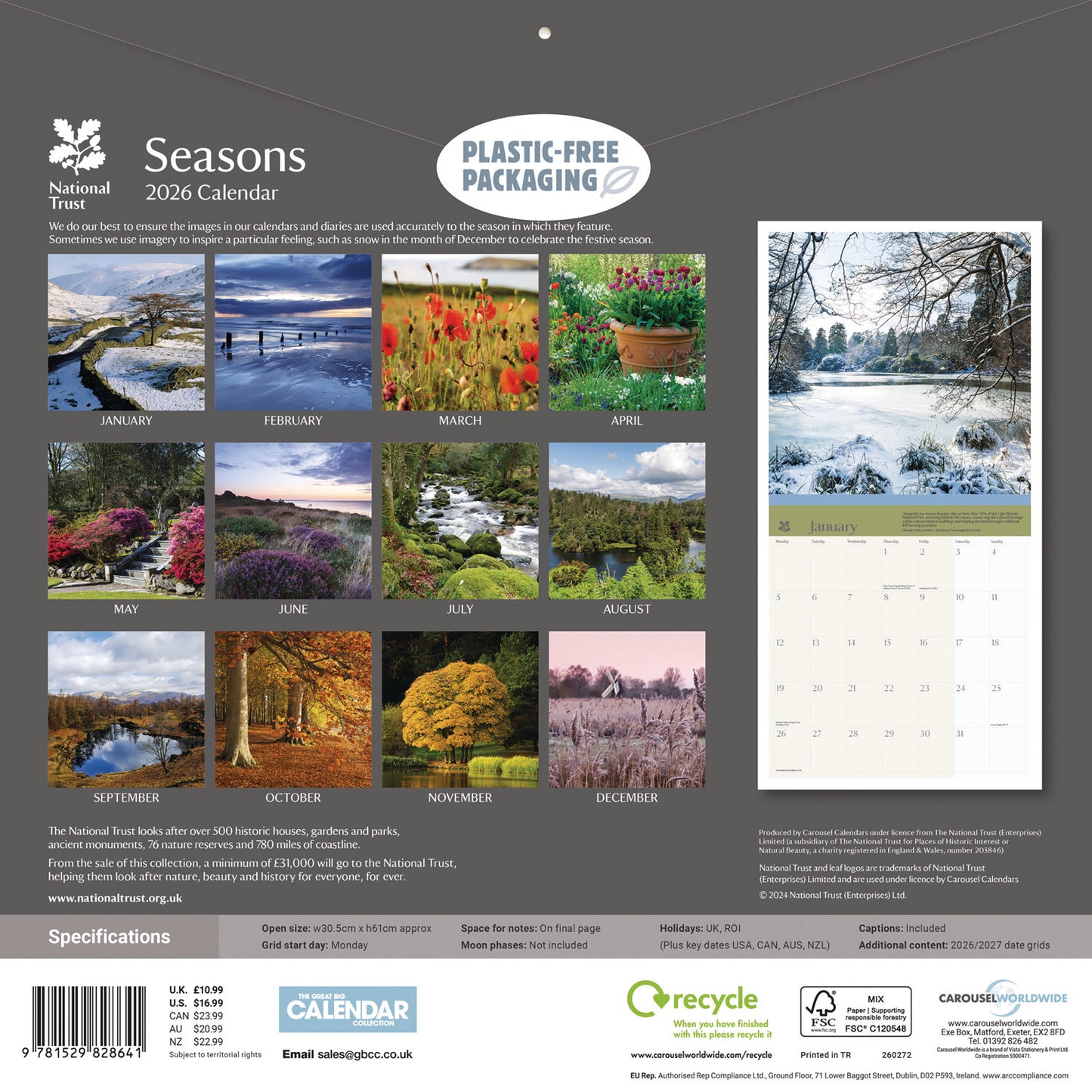 Seasons, National Trust Wall Calendar 2026