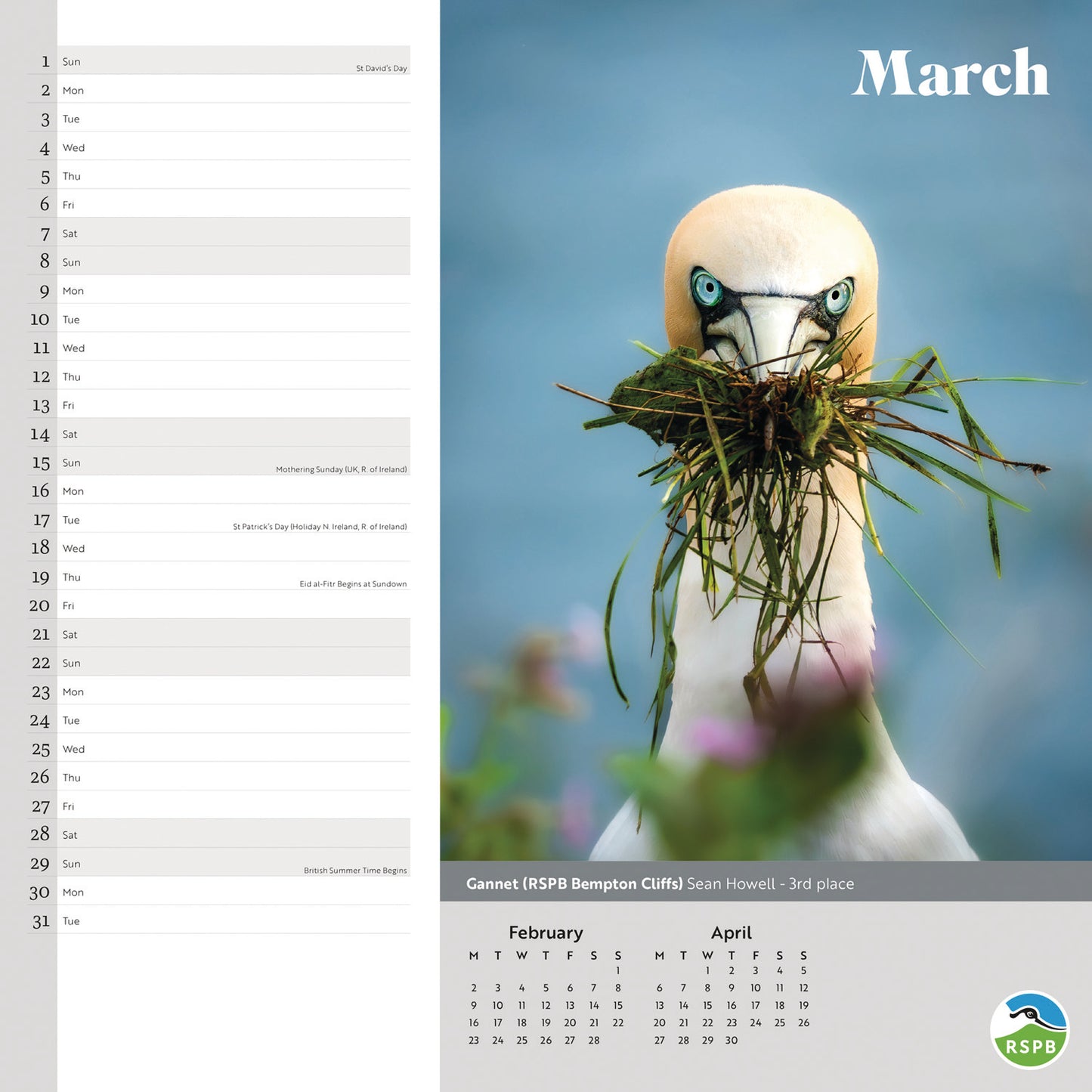 RSPB Inspiring Nature Photo Competition Wiro Wall Calendar 2026