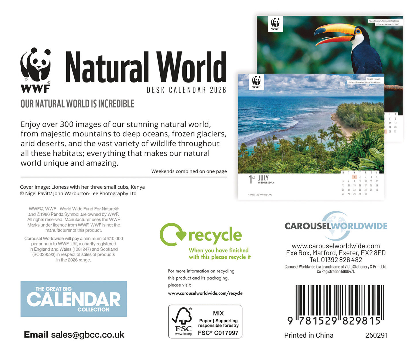 WWF Natural World, Box Calendar 2026