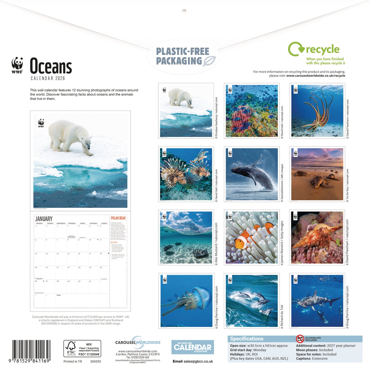 WWF Oceans Wall Calendar 2026