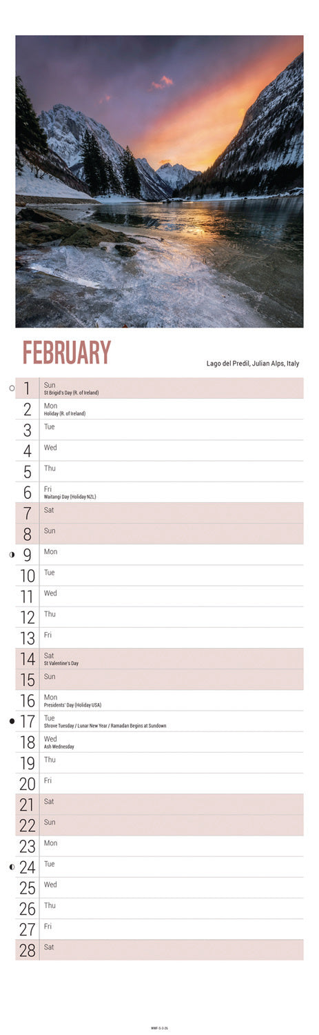 WWF, Beautiful World Slim Calendar 2026