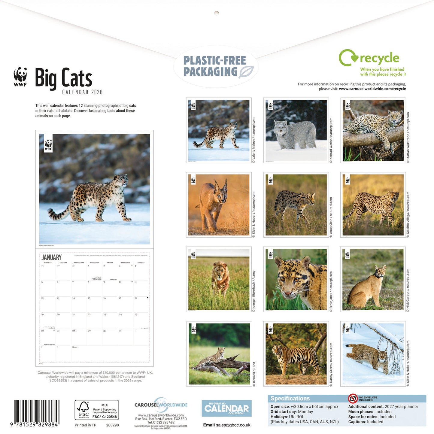 WWF, Big Cats Wall Calendar 2026