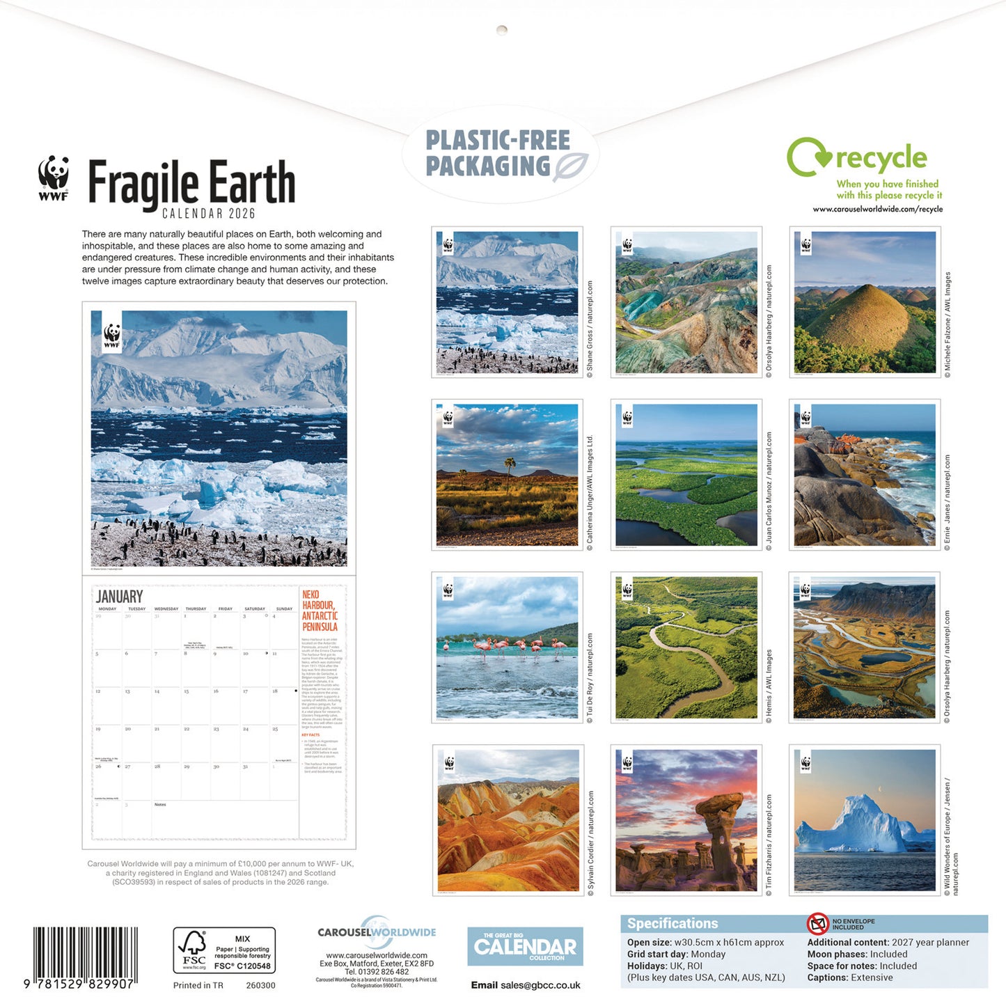 WWF, Fragile Earth, Wall Calendar 2026