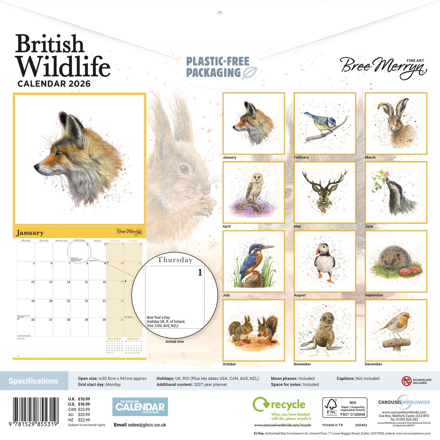 Bree Merryn Wall Calendar 2026