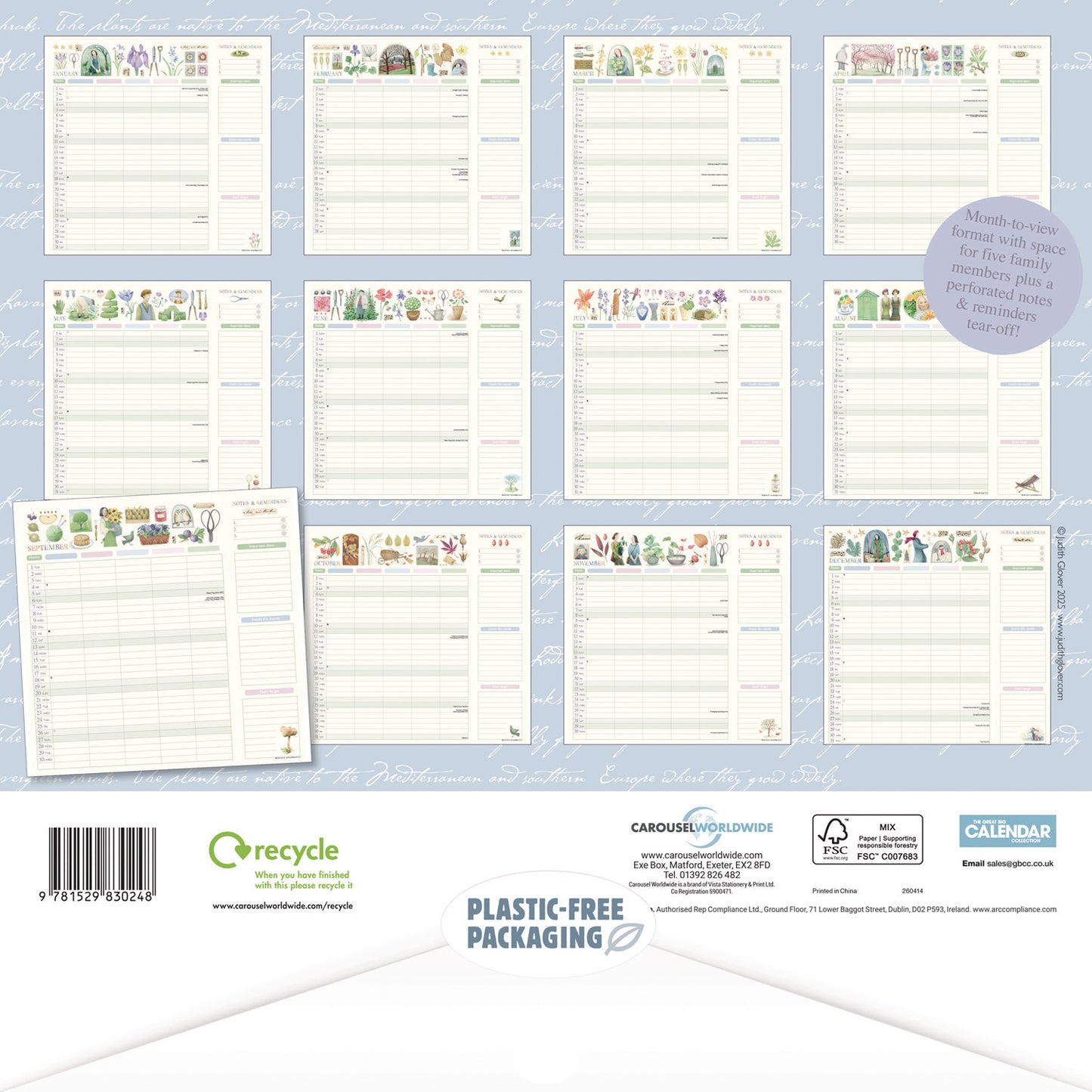 Garden Days Planner Wall Calendar 2026
