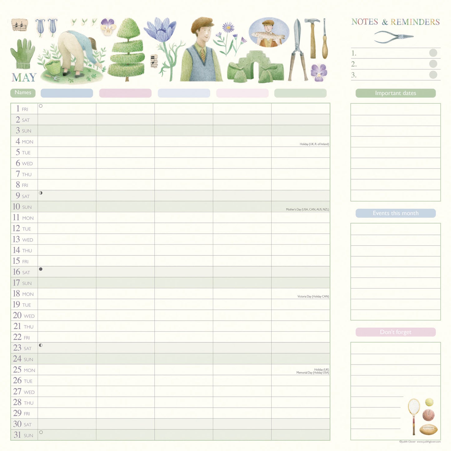 Garden Days Planner Wall Calendar 2026