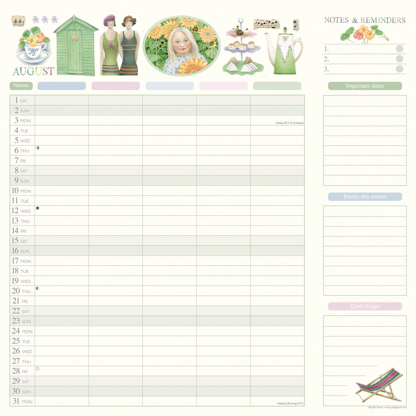 Garden Days Planner Wall Calendar 2026