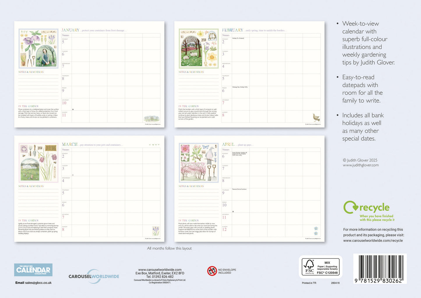 Garden Days WTV Planner A4 Calendar 2026