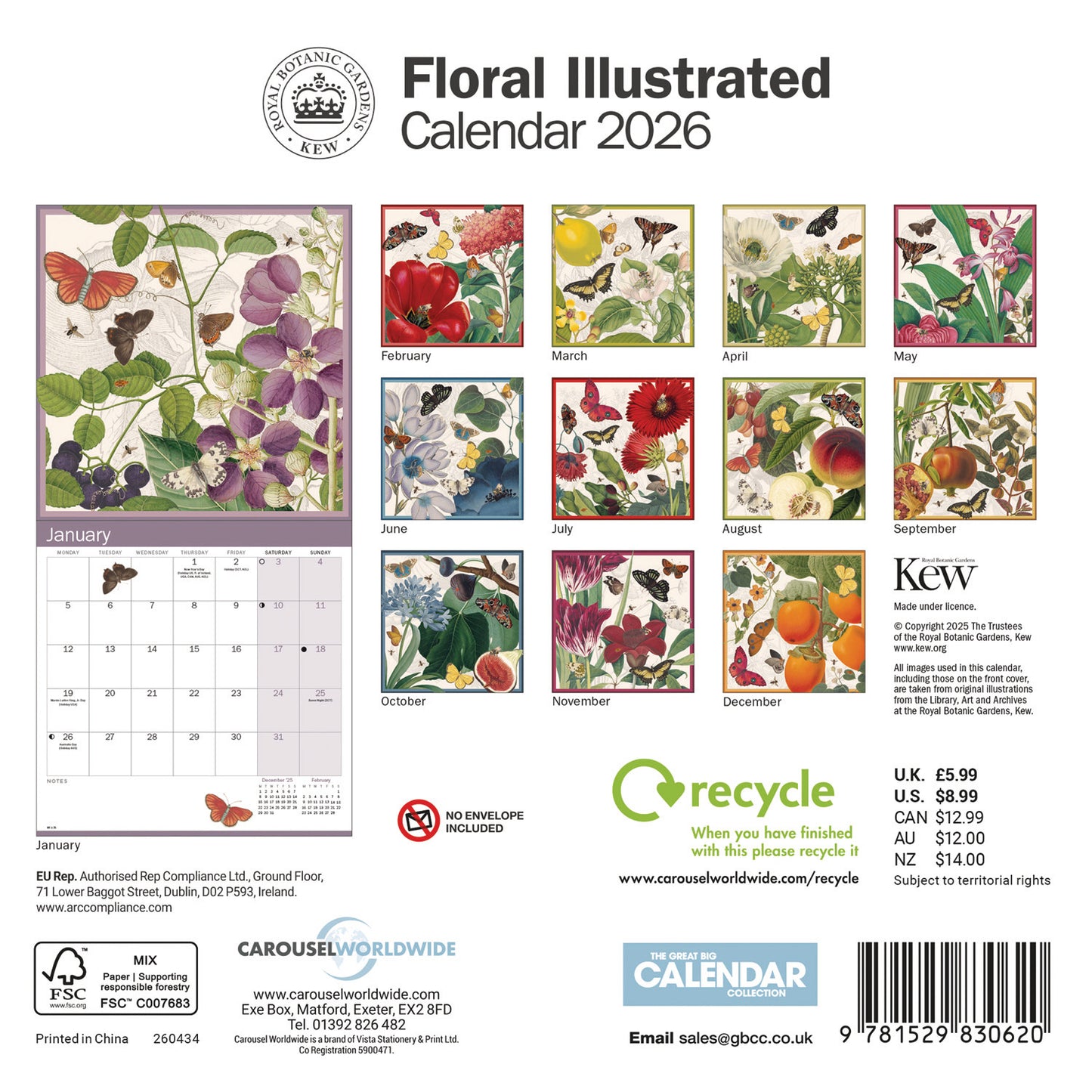 Royal Botanic Gardens Kew, Mini Calendar 2026