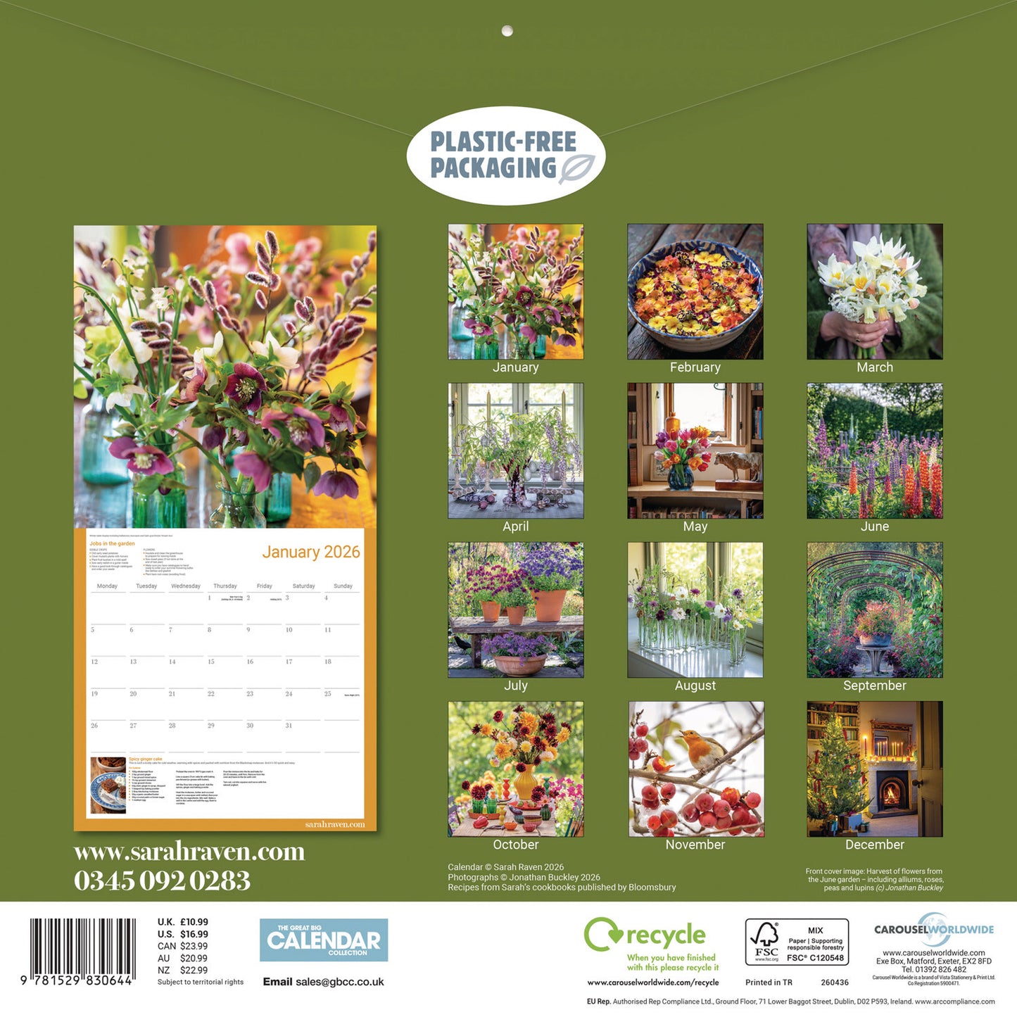 Sarah Raven Wall Calendar 2026