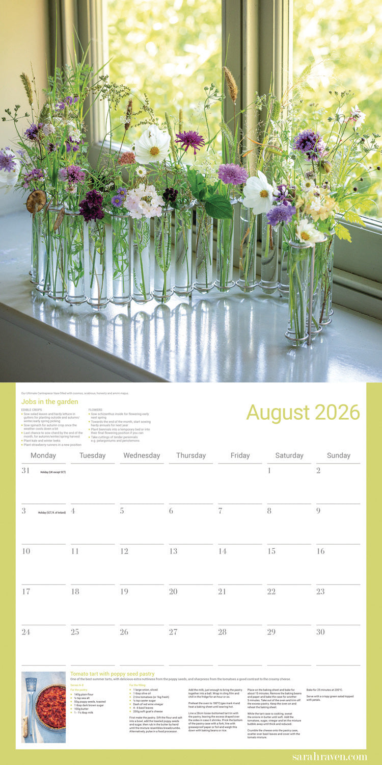 Sarah Raven Wall Calendar 2026