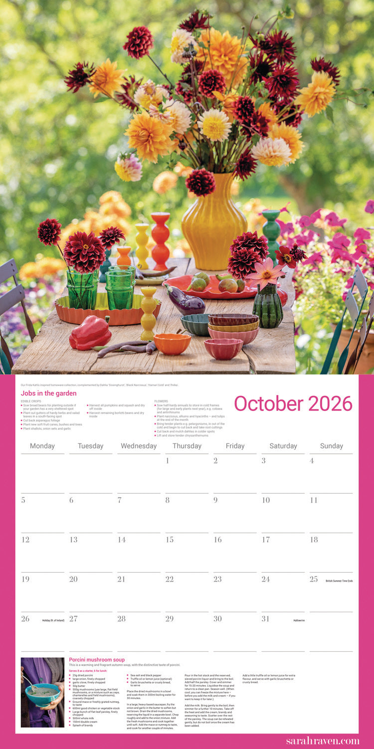 Sarah Raven Wall Calendar 2026