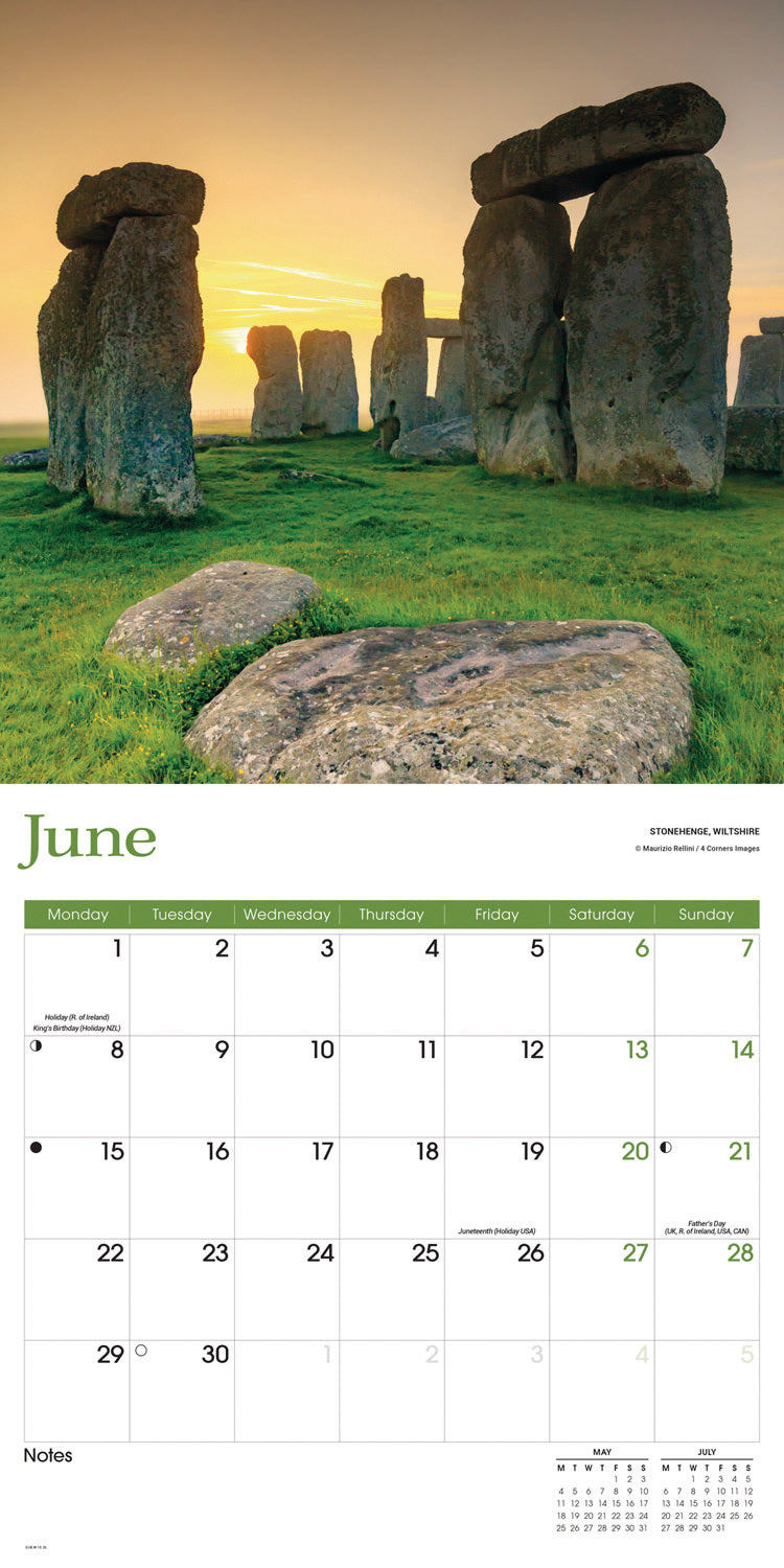England Wall Calendar 2026