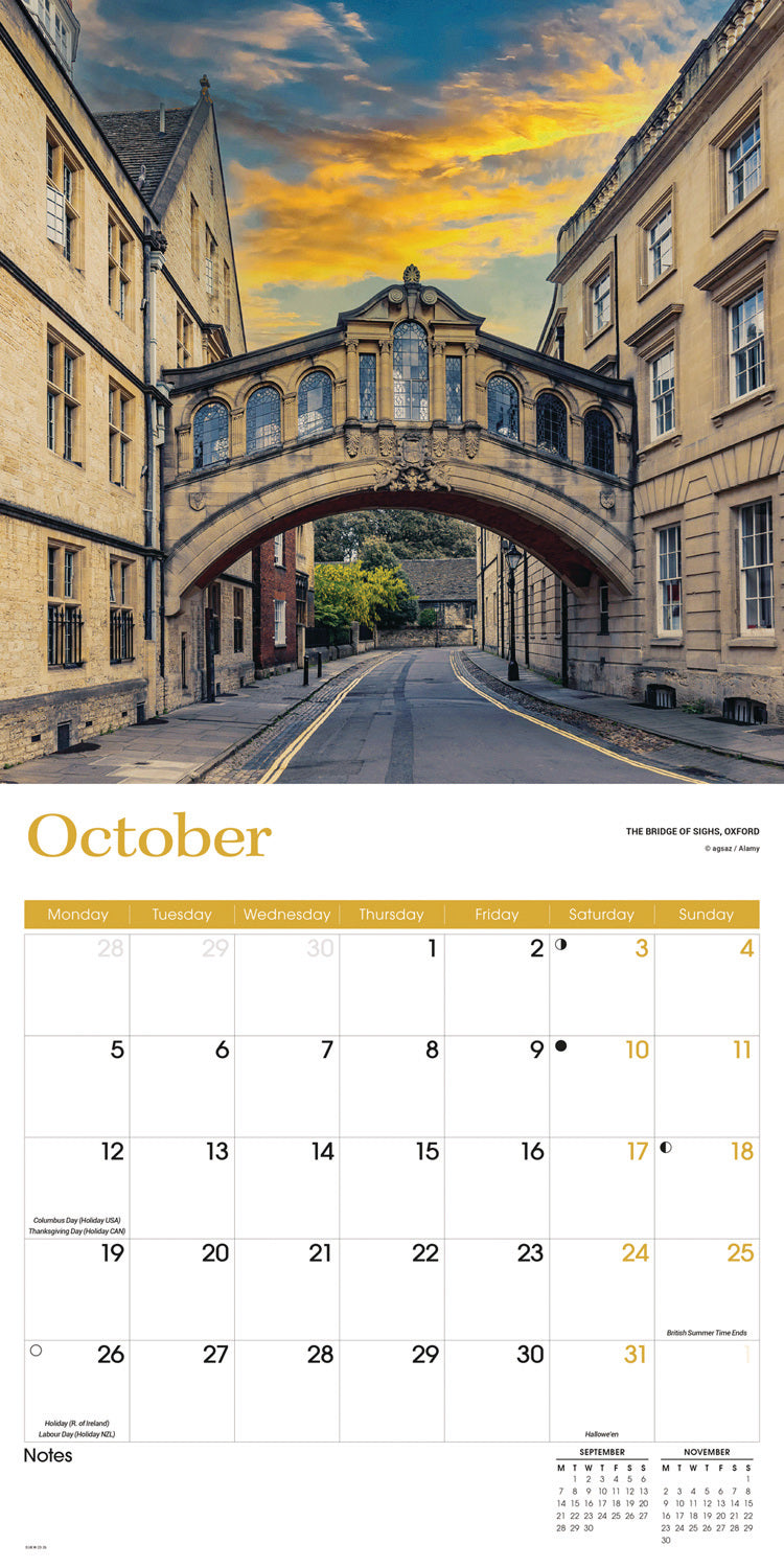 England Wall Calendar 2026