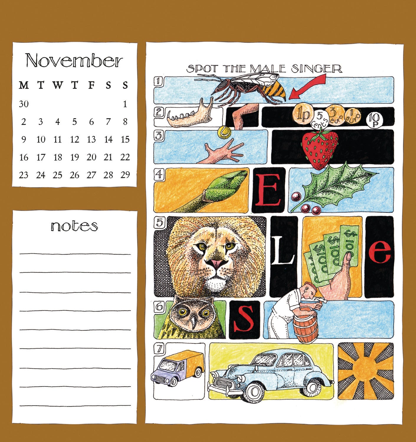 Simon Drew Easel Calendar 2026