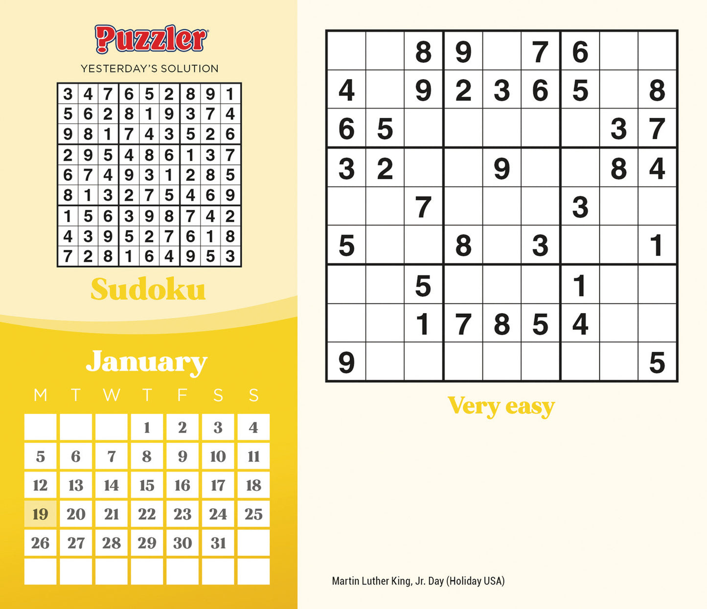 Sudoku, Puzzler Box Calendar 2026
