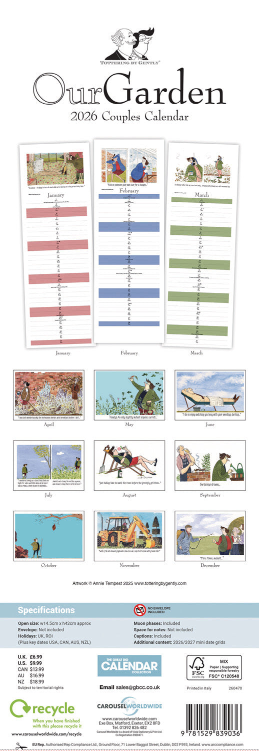 Tottering By Gently Our Garden Couples Planner Slim Calendar 2026