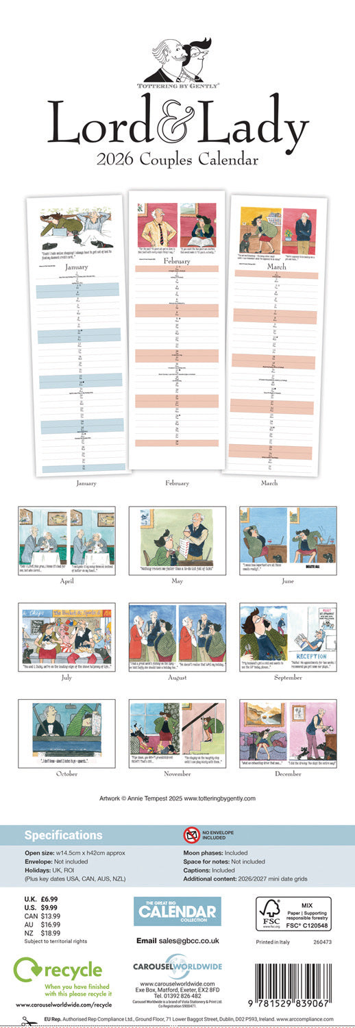 Tottering By Gently, Lord & Lady Couples Planner Slim Calendar 2026