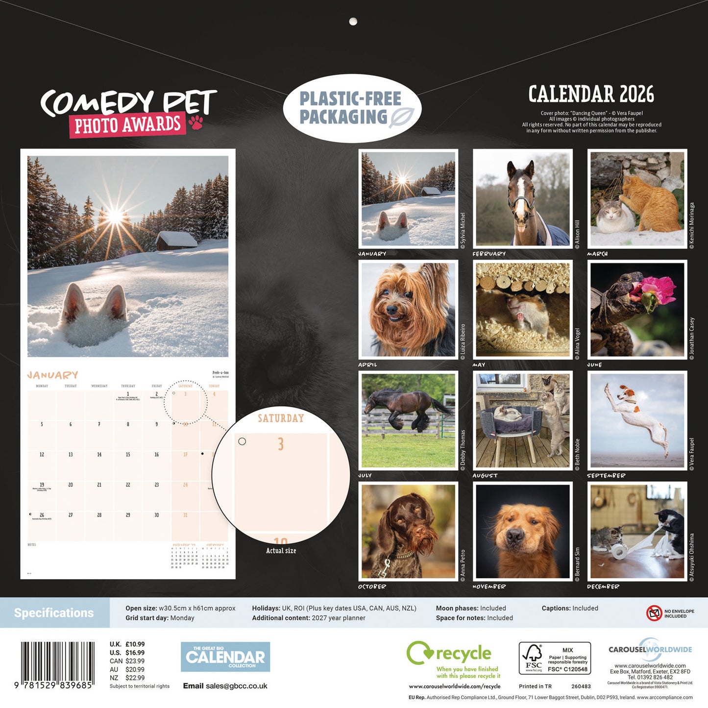 Comedy Pet Photography Awards Wall Calendar 2026