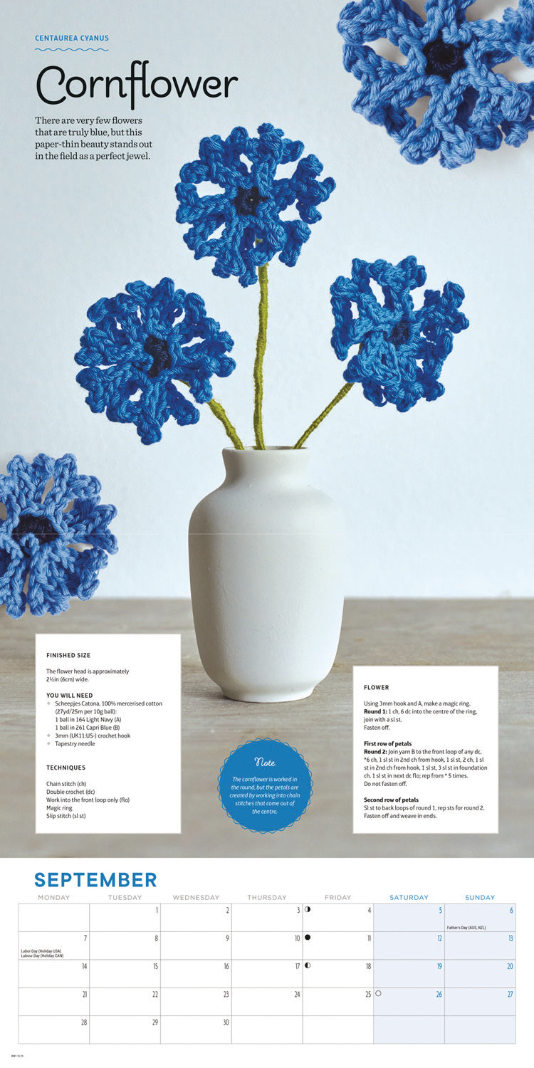 Crocheted Flowers Wall Calendar 2026