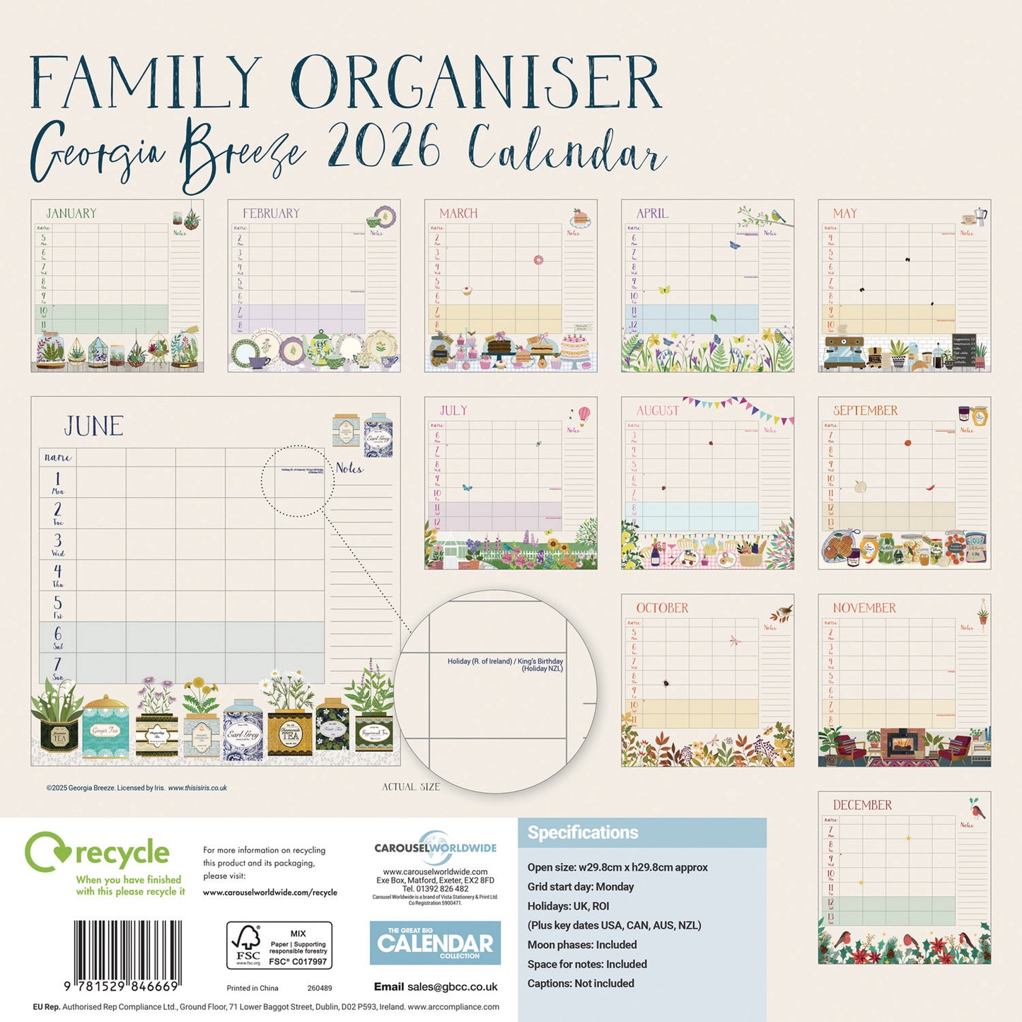 Georgia Breeze WTV Planner Wall Calendar 2026
