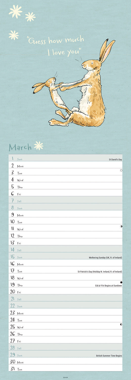 Guess How Much I Love You Slim Calendar 2026