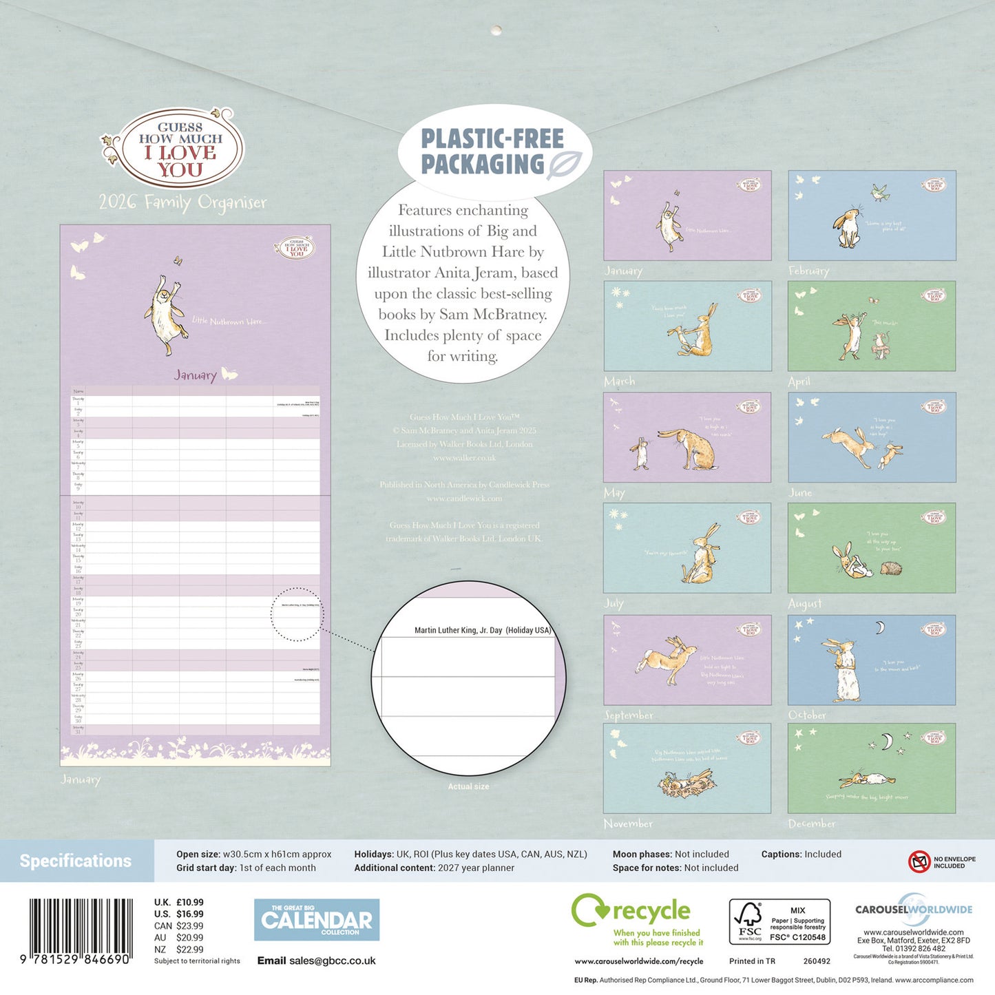 Guess How Much I Love You Planner Wall Calendar 2026