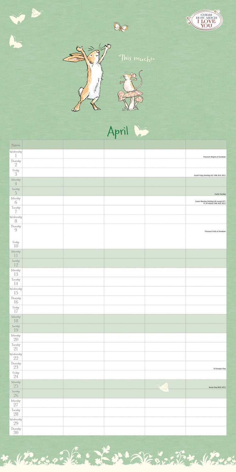 Guess How Much I Love You Planner Wall Calendar 2026