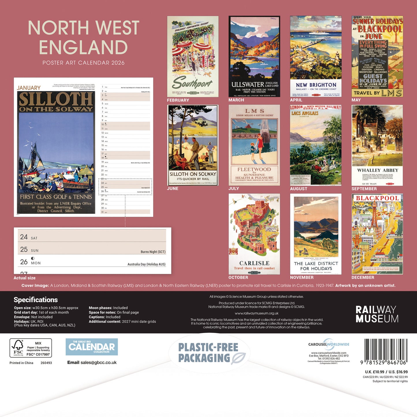 North West England Poster Art NRM Wiro Wall Calendar 2026