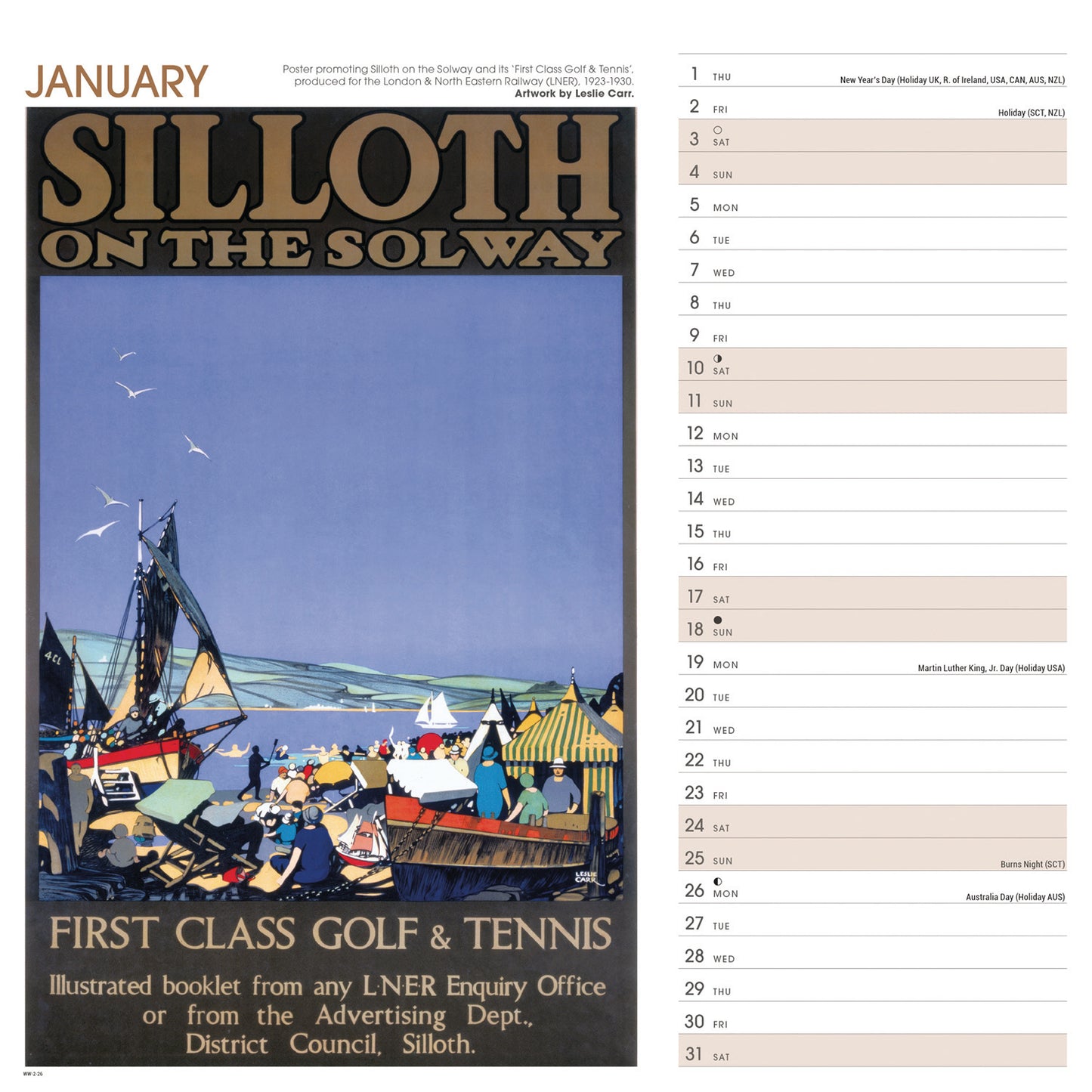 North West England Poster Art NRM Wiro Wall Calendar 2026