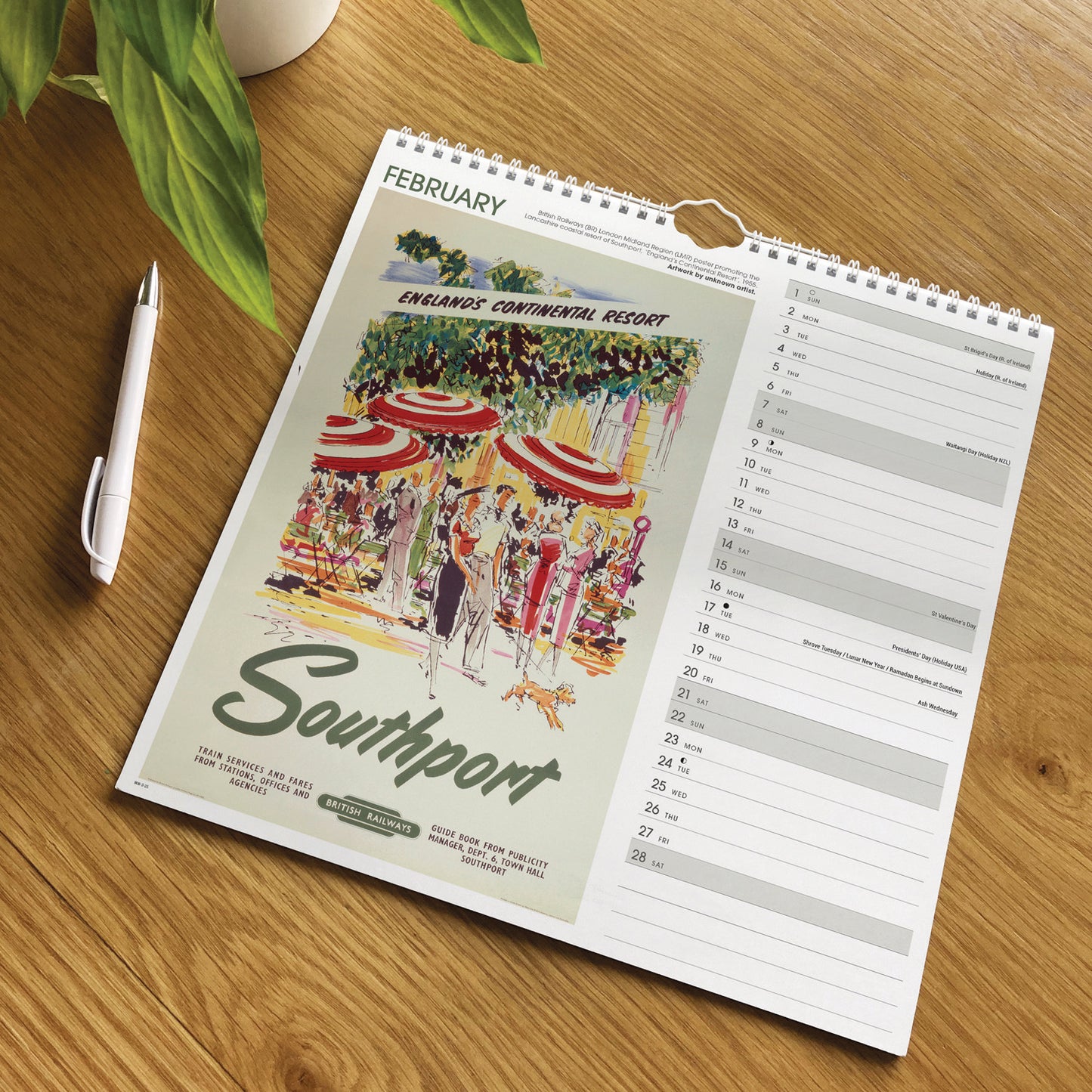North West England Poster Art NRM Wiro Wall Calendar 2026