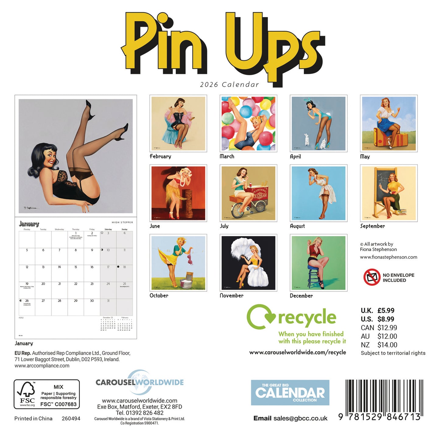 Pin Ups Mini Calendar 2026