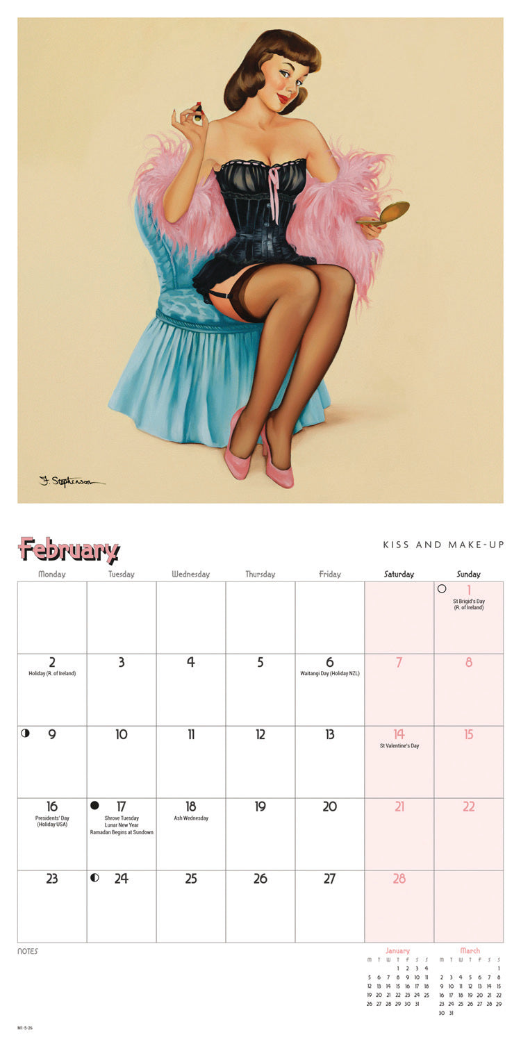 Pin Ups Mini Calendar 2026