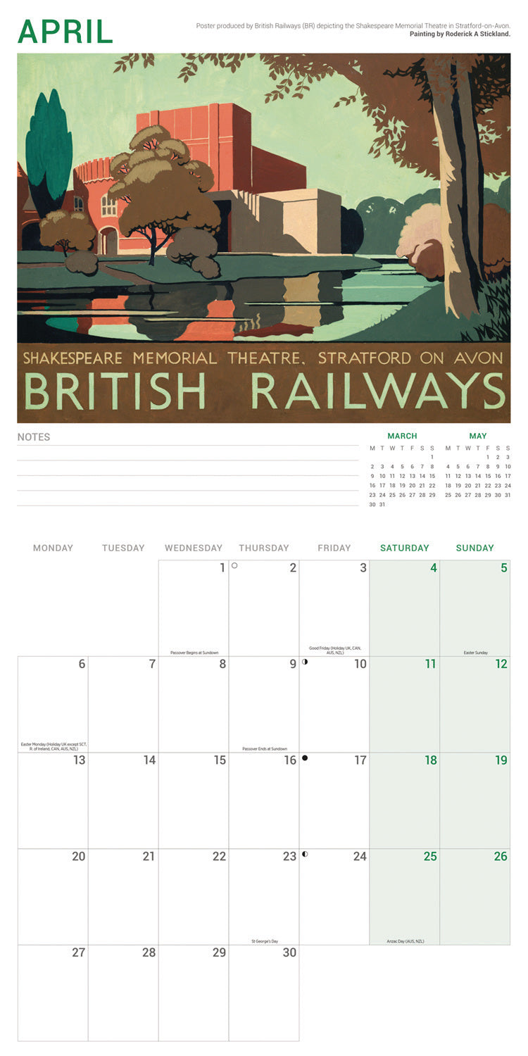 Railway Poster Art NRM Wall Calendar 2026