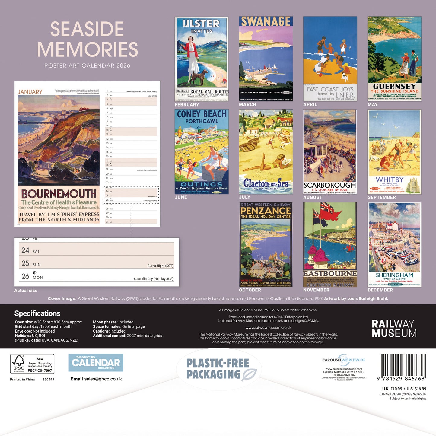 Seaside Memories NRM Wiro Wall Calendar 2026