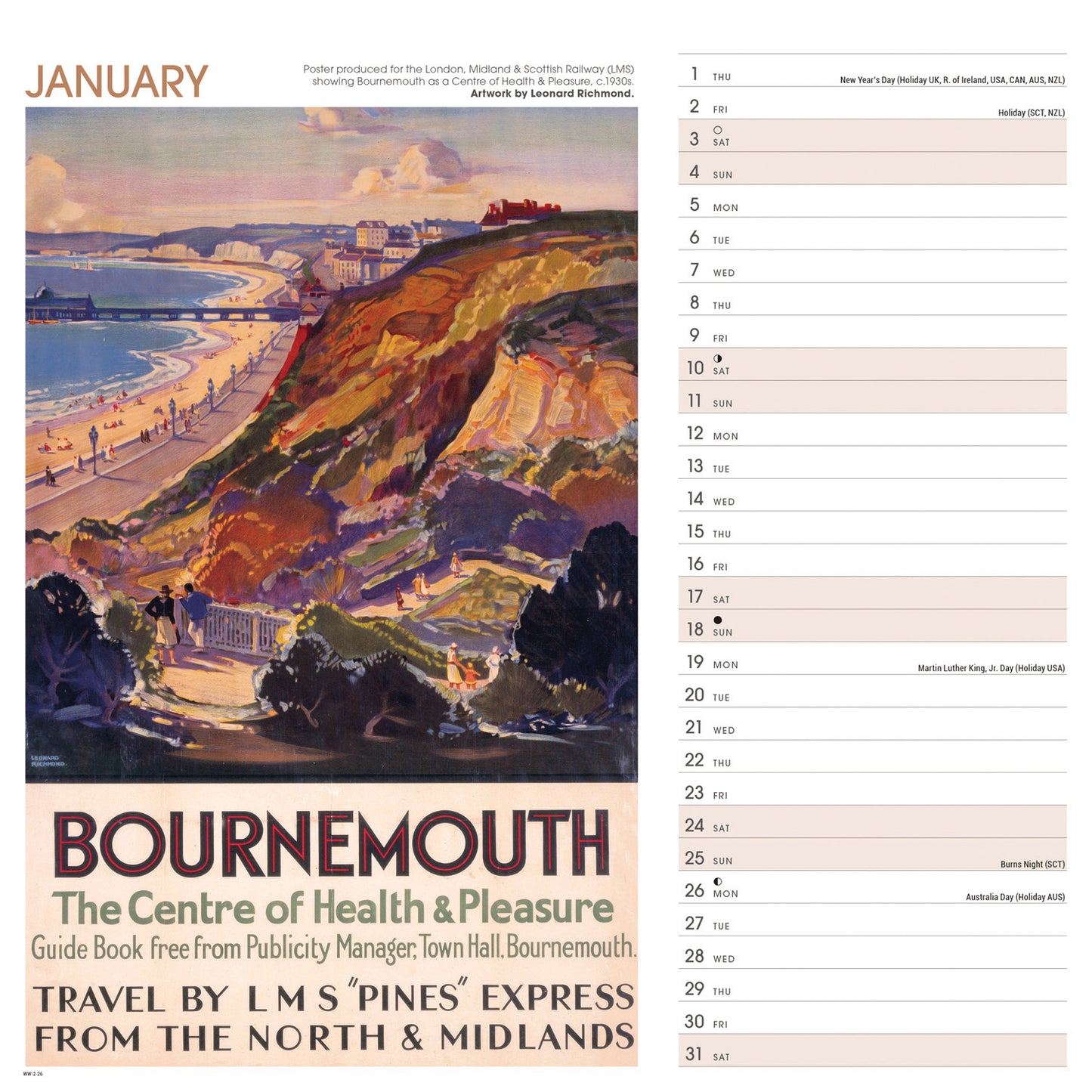 Seaside Memories NRM Wiro Wall Calendar 2026