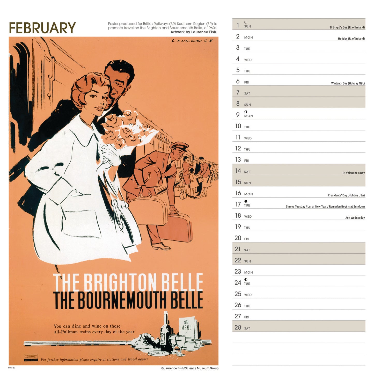 South of England Poster Art NRM Wiro Wall Calendar 2026