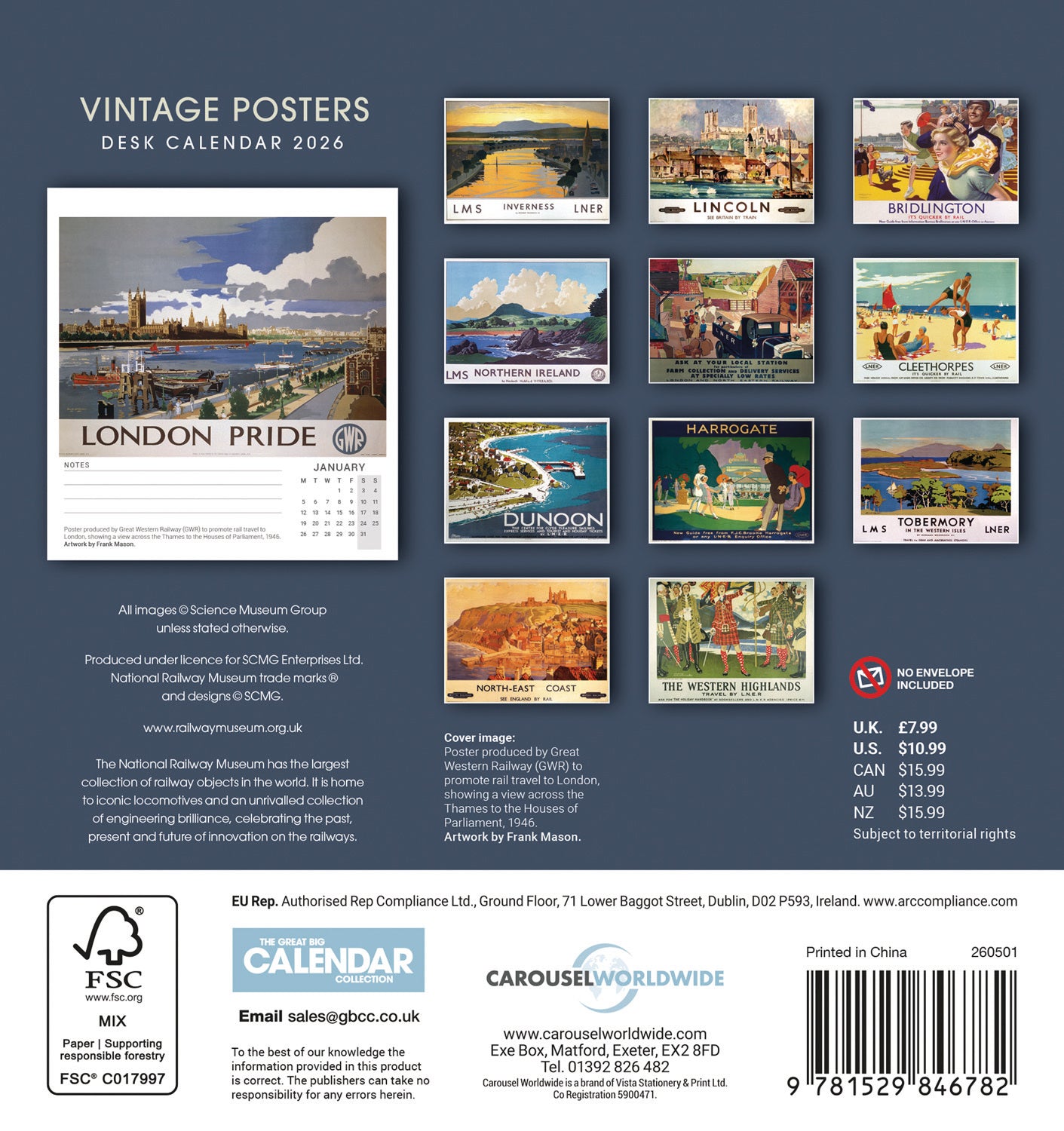 Vintage Posters, NRM Easel Calendar 2026