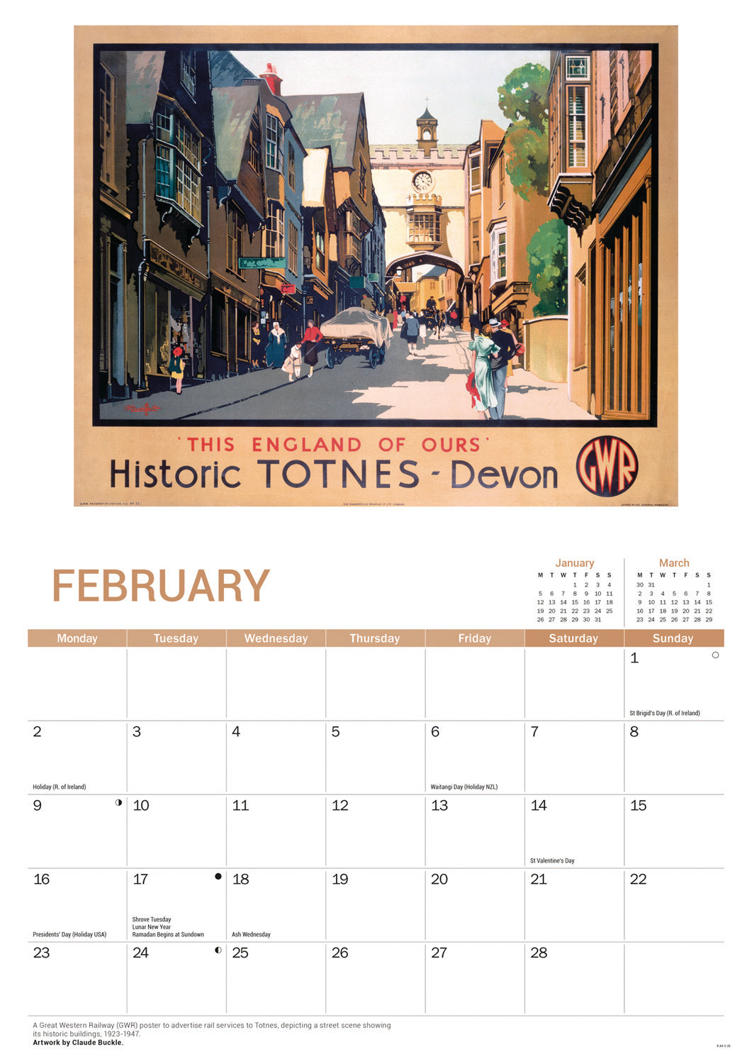 Vintage Railway Posters NRM A4 Calendar 2026