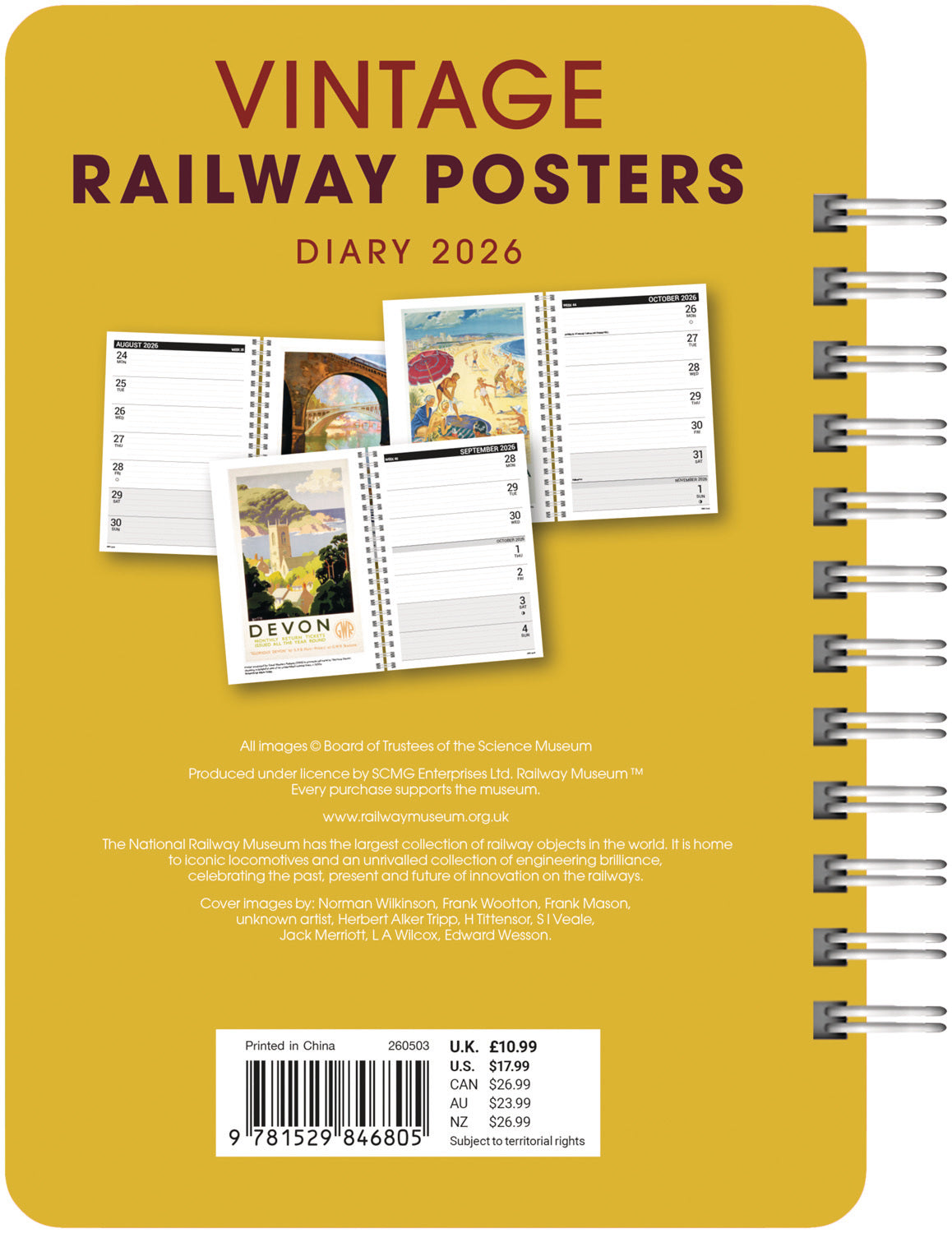 Vintage Railway Posters NRM A5 Wiro Diary 2026
