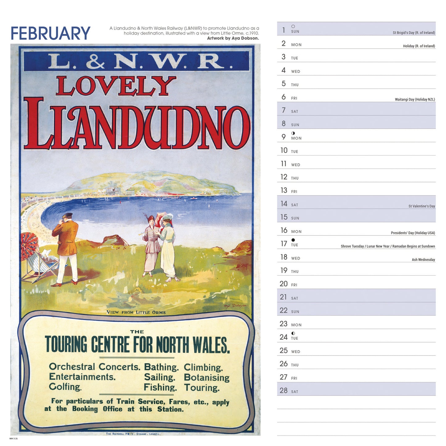 Wales Poster Art NRM Wiro Wall Calendar 2026