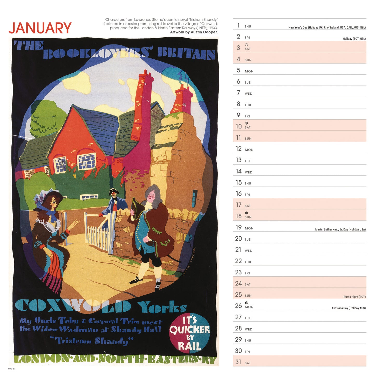 Yorkshire Poster Art NRM Wiro Wall Calendar 2026
