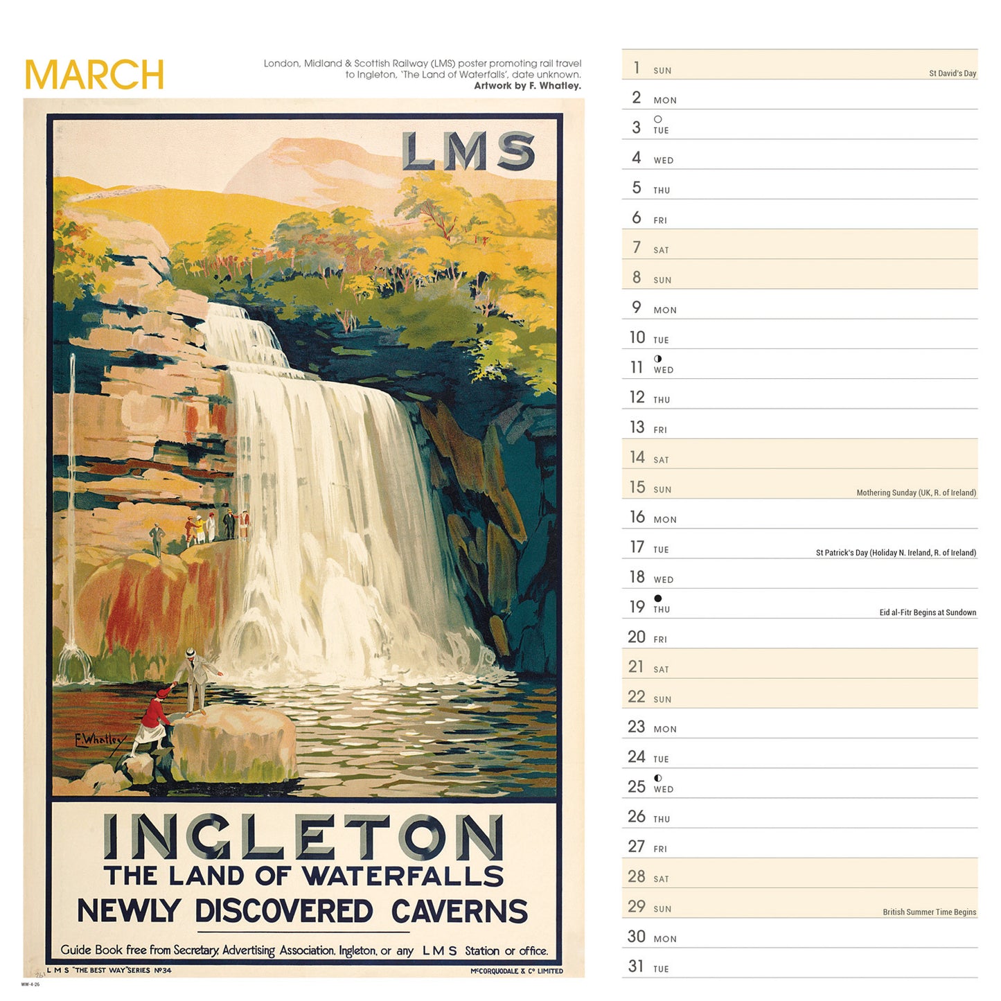 Yorkshire Poster Art NRM Wiro Wall Calendar 2026