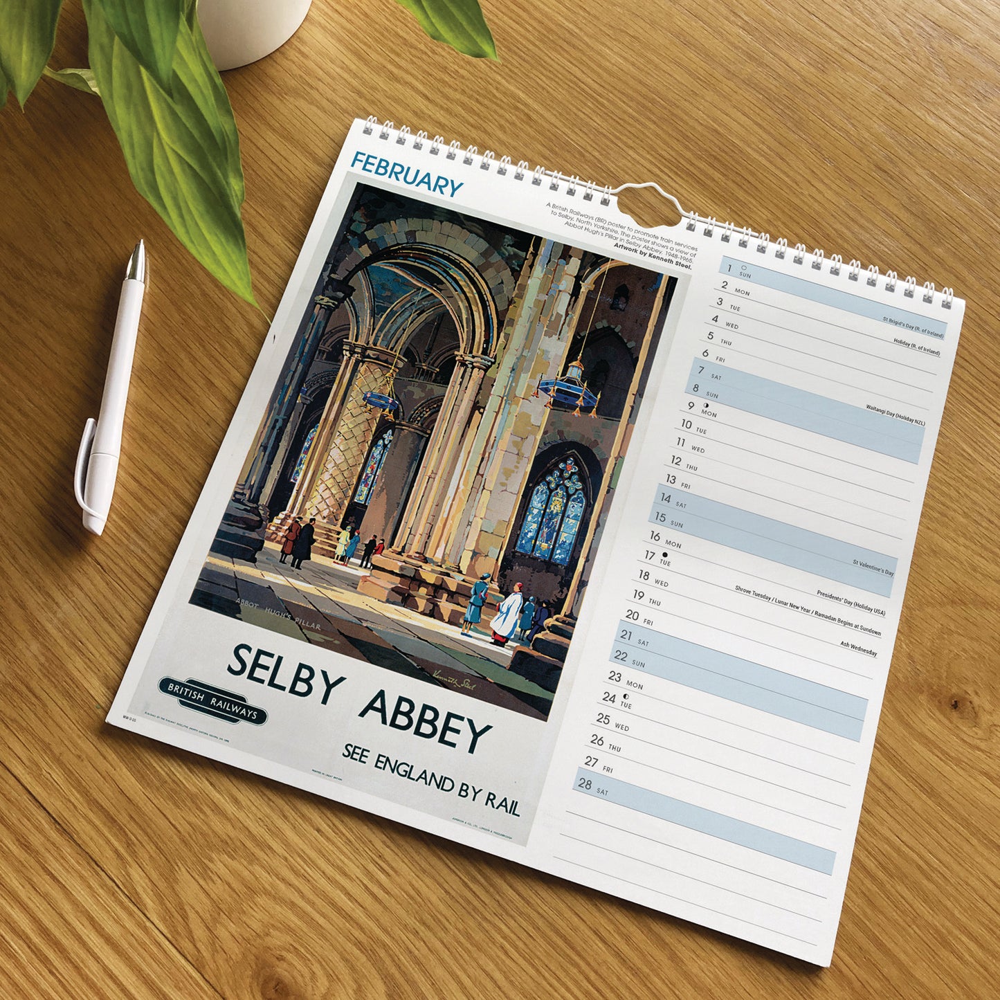 Yorkshire Poster Art NRM Wiro Wall Calendar 2026