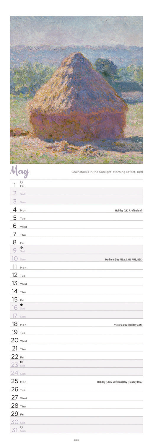 Monet, Claude Slim Calendar 2026
