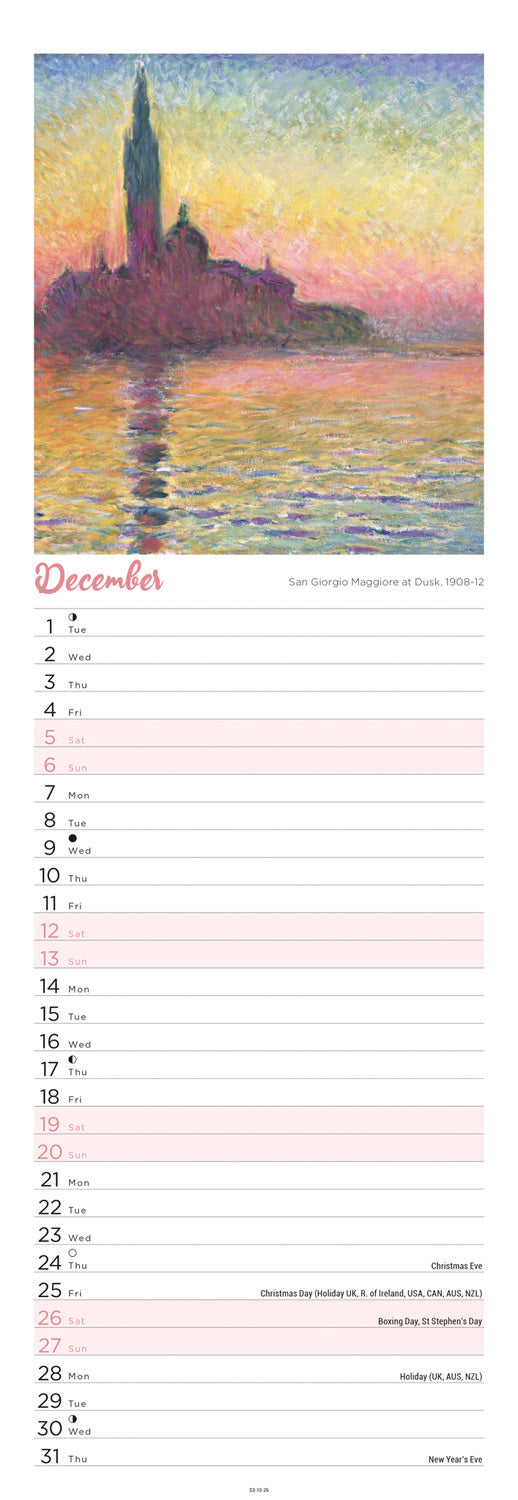 Monet, Claude Slim Calendar 2026