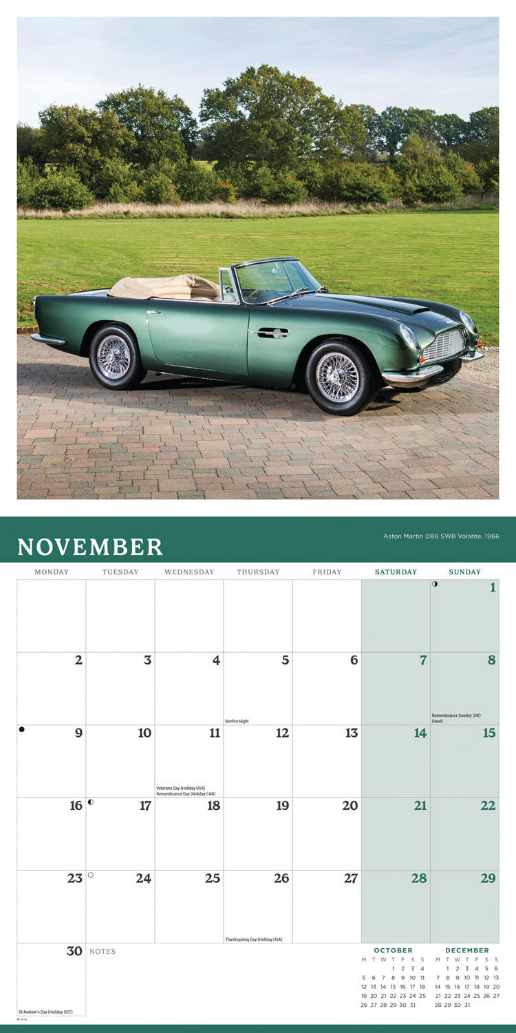 Classic British Cars Wall Calendar 2026