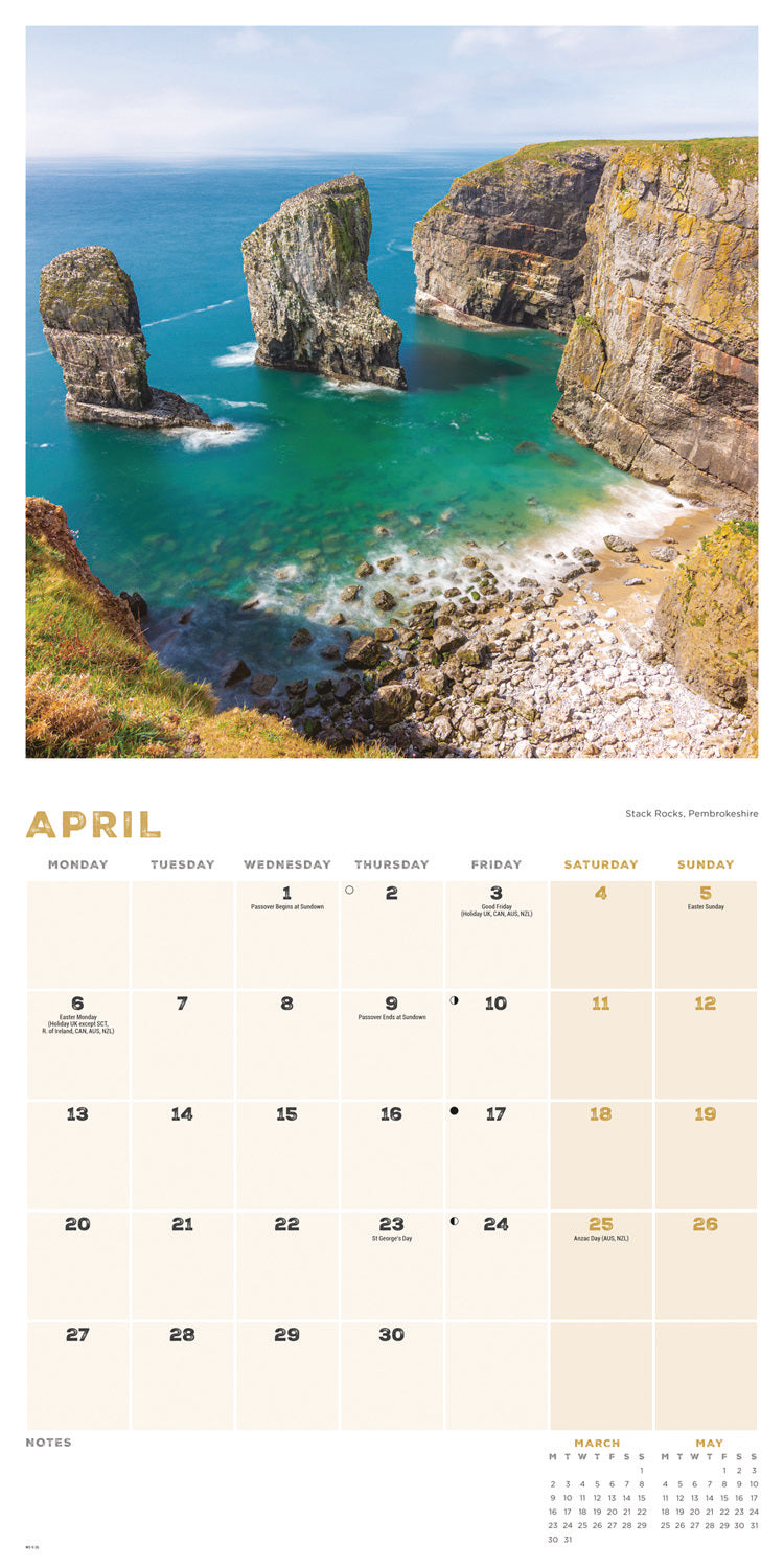 Coastlines of Britain Wall Calendar 2026