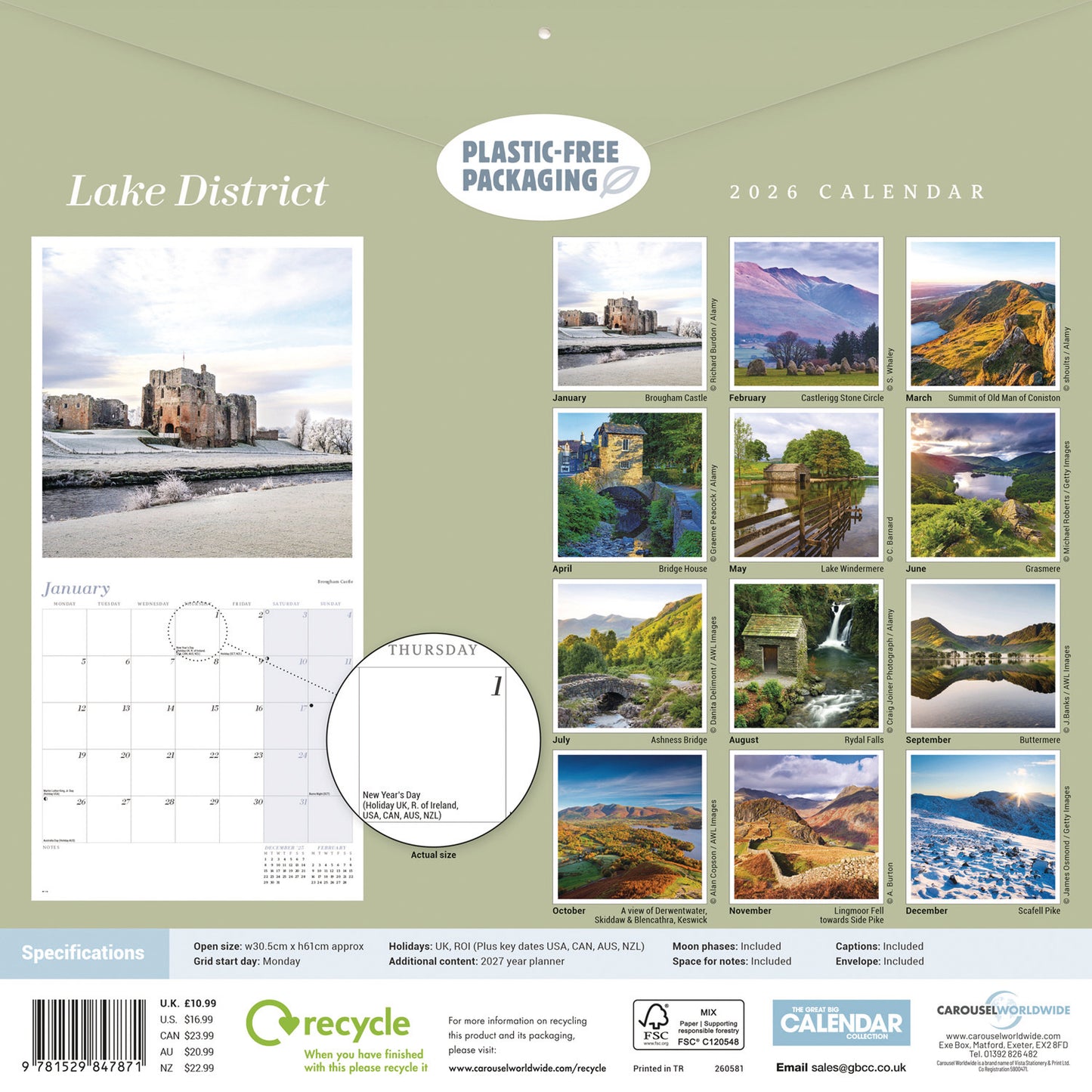 Lake District Wall Calendar 2026